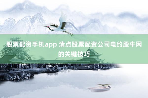 股票配资手机app 清点股票配资公司电约股牛网的关键技巧